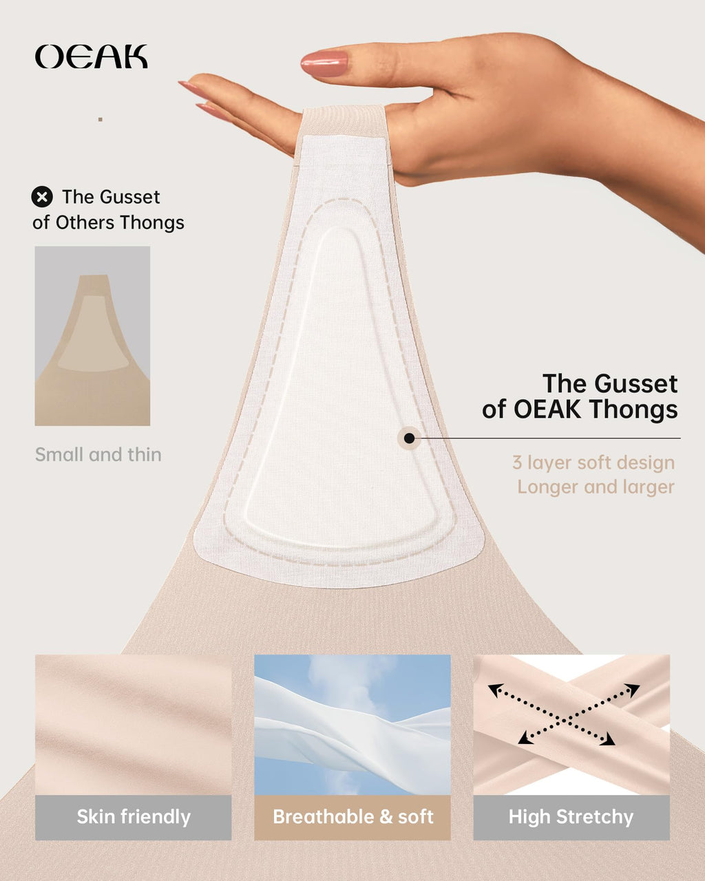 OEAK Seamless Thongs for Women Invisible Thongs